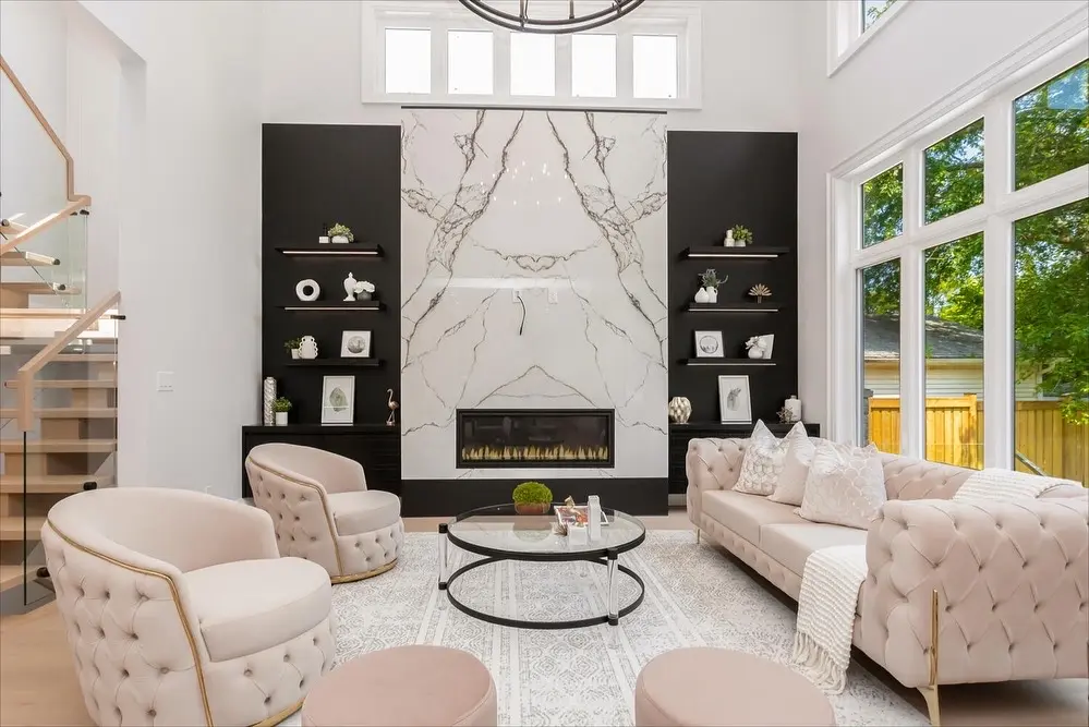 Custom staged family room in Brampton GTA