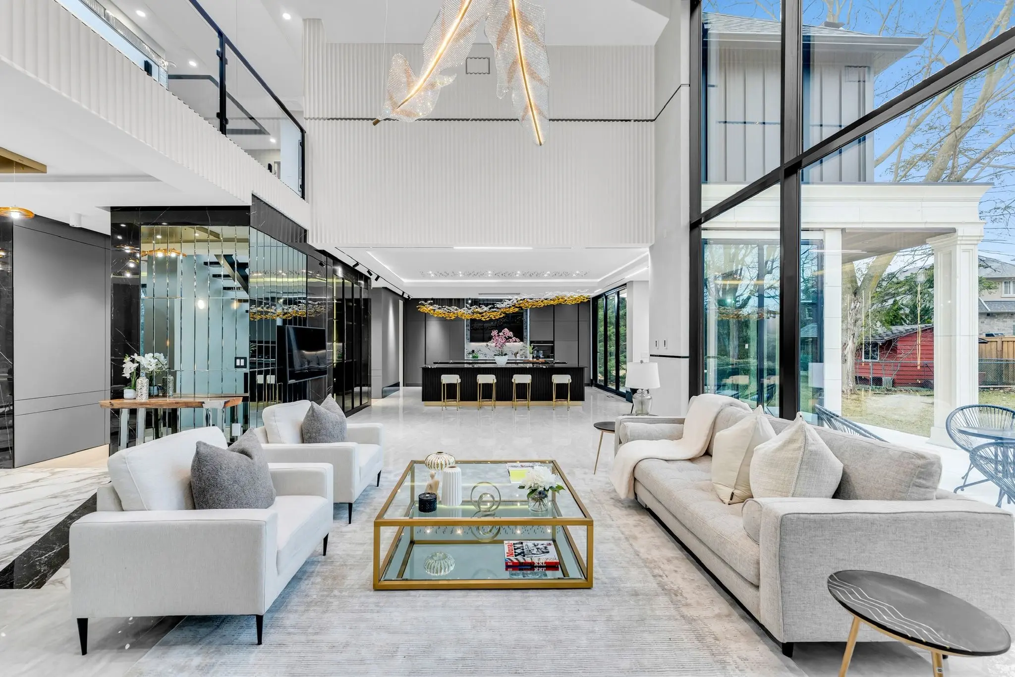 Custom staged family room in Brampton GTA