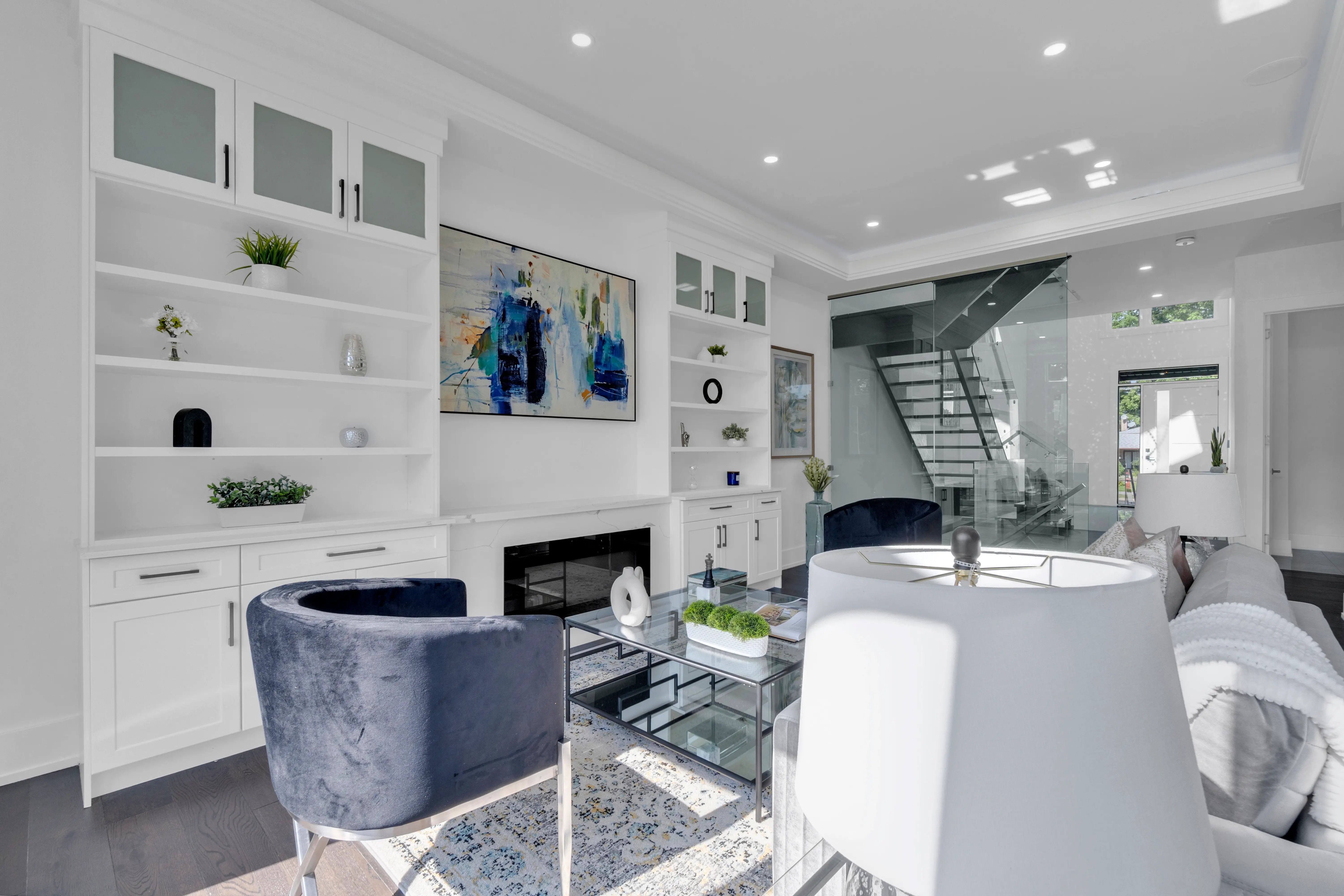 Custom staged family room in Brampton GTA