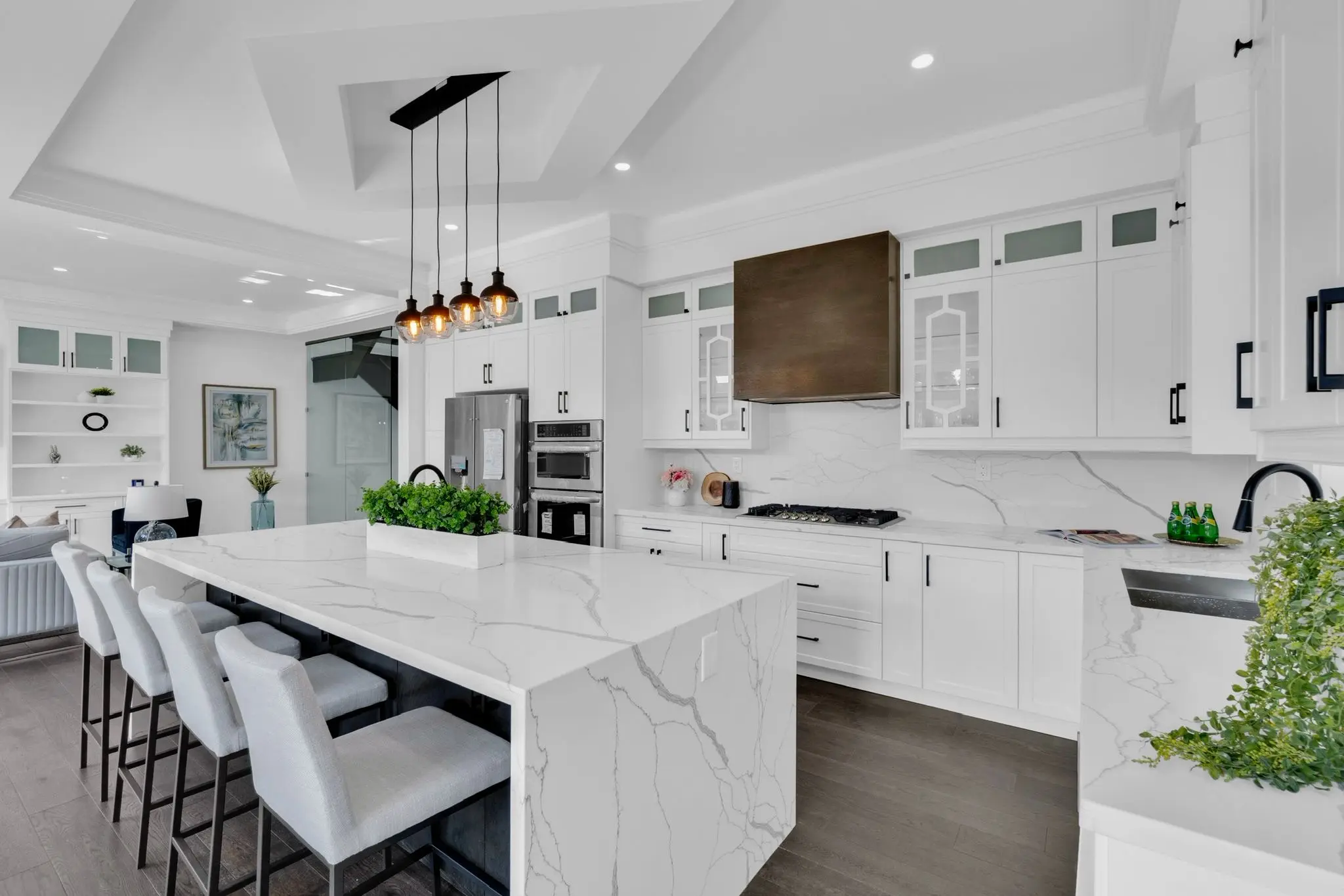 Custom staged family room in Brampton GTA